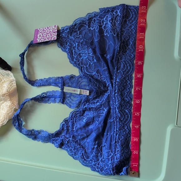 Anemone Cream and Blue Racerback Lace Bralette Set NWT - Picture 5 of 12
